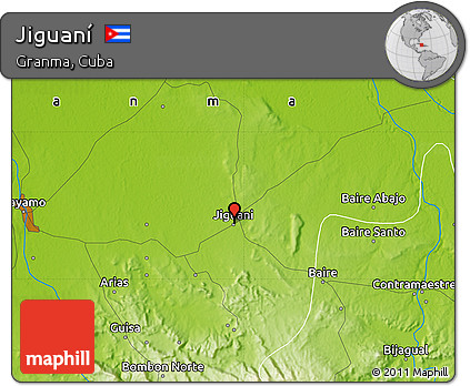 Physical Map of Jiguaní