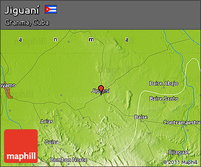 Physical Map of Jiguaní