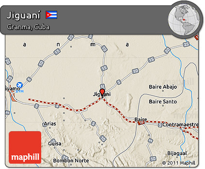 Shaded Relief Map of Jiguaní