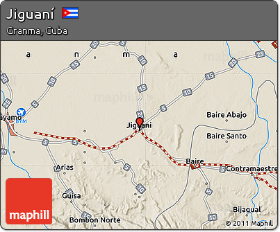 Shaded Relief Map of Jiguaní