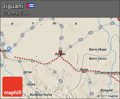 Shaded Relief Map of Jiguaní