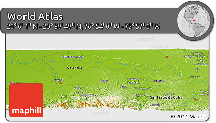 Physical Panoramic Map of the Area around 20° 22' 55" N, 76° 25' 30" W