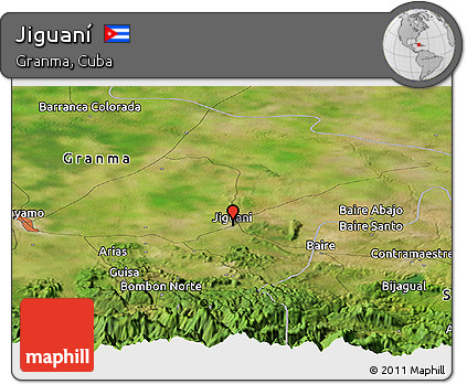 Satellite Panoramic Map of Jiguaní