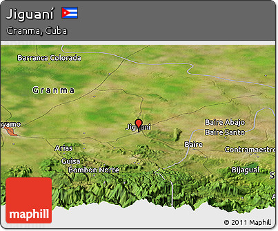 Satellite Panoramic Map of Jiguaní