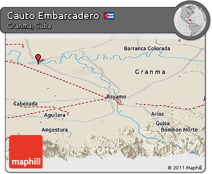 Shaded Relief Panoramic Map of Cauto Embarcadero