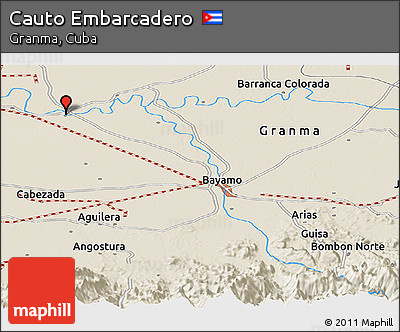 Shaded Relief Panoramic Map of Cauto Embarcadero