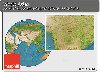 Satellite Location Map of the Area around 20° 22' 55" N, 77° 25' 30" E