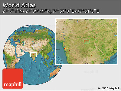 Satellite Location Map of the Area around 20° 22' 55" N, 77° 25' 30" E