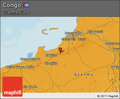 Political 3D Map of Congo