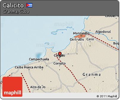 Shaded Relief 3D Map of Calicito