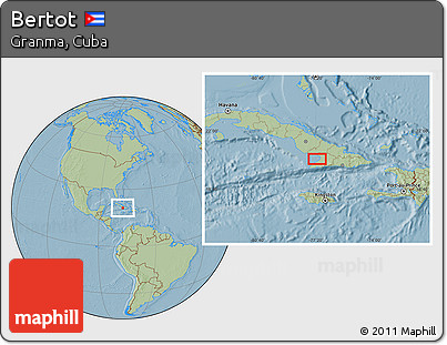 Savanna Style Location Map of Bertot, hill shading
