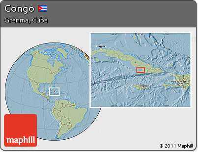 Savanna Style Location Map of Congo, hill shading