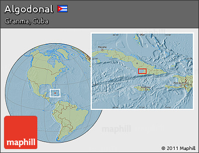 Savanna Style Location Map of Algodonal, hill shading