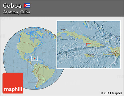 Savanna Style Location Map of Coboa, hill shading