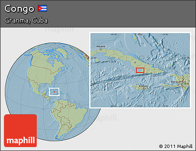Savanna Style Location Map of Congo, hill shading