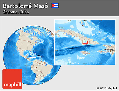 Shaded Relief Location Map of Bartolomé Masó