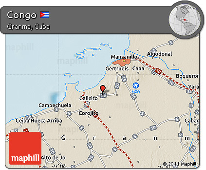 Shaded Relief Map of Congo