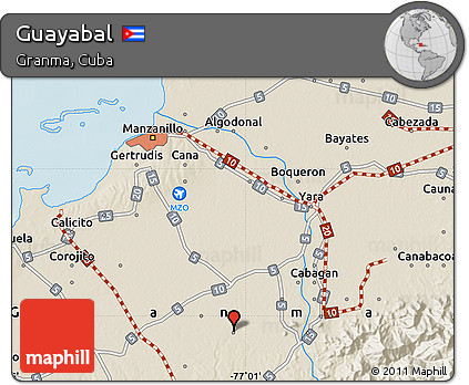 Shaded Relief Map of Guayabal
