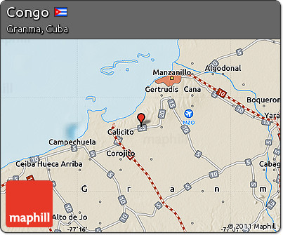 Shaded Relief Map of Congo