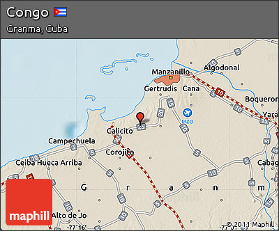Shaded Relief Map of Congo