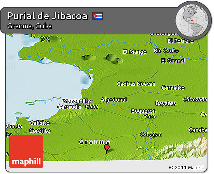 Physical Panoramic Map of Purial De Jibacoa