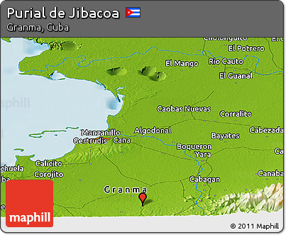 Physical Panoramic Map of Purial De Jibacoa