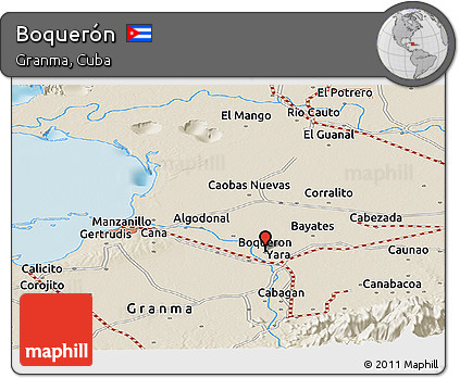 Shaded Relief Panoramic Map of Boquerón