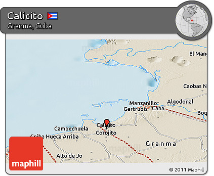 Shaded Relief Panoramic Map of Calicito
