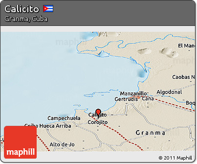 Shaded Relief Panoramic Map of Calicito