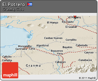 Shaded Relief Panoramic Map of El Potrero