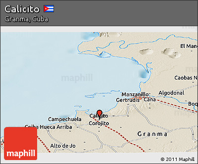 Shaded Relief Panoramic Map of Calicito