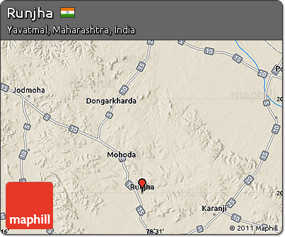 Shaded Relief Map of Runjha