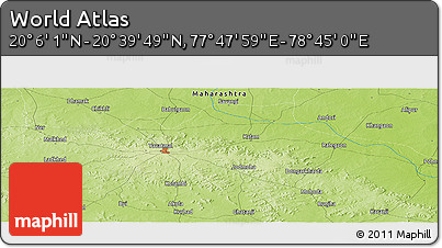 Physical Panoramic Map of the Area around 20° 22' 55" N, 78° 16' 30" E