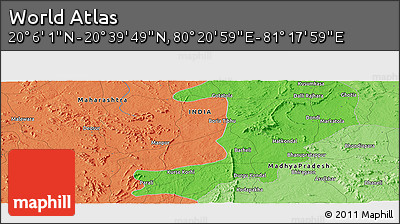 Political Panoramic Map of the Area around 20° 22' 55" N, 80° 49' 29" E