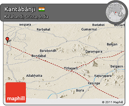 Shaded Relief Panoramic Map of Kantābānji