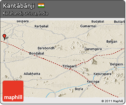 Shaded Relief Panoramic Map of Kantābānji