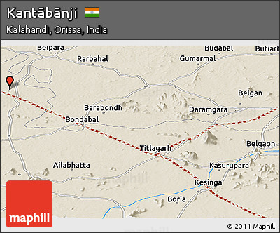Shaded Relief Panoramic Map of Kantābānji