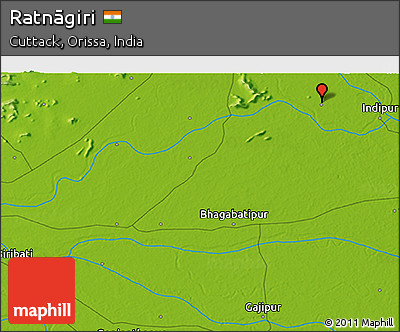 Physical 3D Map of Ratnāgiri