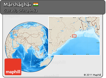 Shaded Relief Location Map of Mārshāghāi