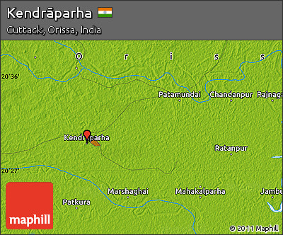 Physical Map of Kendrāparha