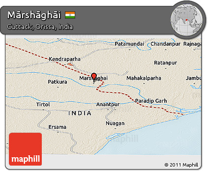 Shaded Relief Panoramic Map of Mārshāghāi