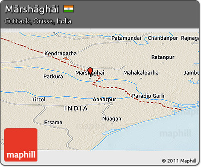 Shaded Relief Panoramic Map of Mārshāghāi