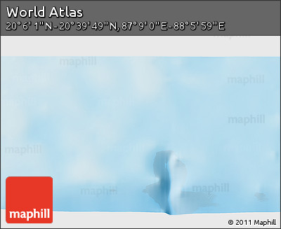 Physical 3D Map of the Area around 20° 22' 55" N, 87° 37' 30" E