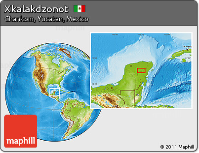 Physical Location Map of Xkalakdzonot