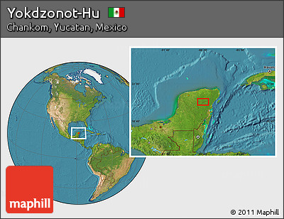 Satellite Location Map of Yokdzonot-Hu