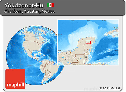 Shaded Relief Location Map of Yokdzonot-Hu
