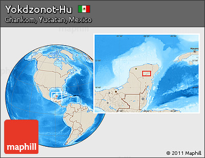 Shaded Relief Location Map of Yokdzonot-Hu
