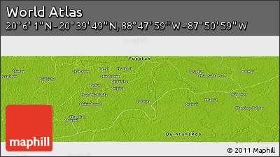 Physical Panoramic Map of the Area around 20° 22' 55" N, 88° 19' 29" W