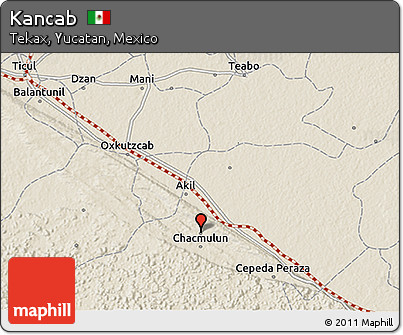 Shaded Relief 3D Map of Kancab