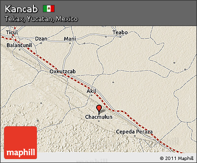Shaded Relief 3D Map of Kancab